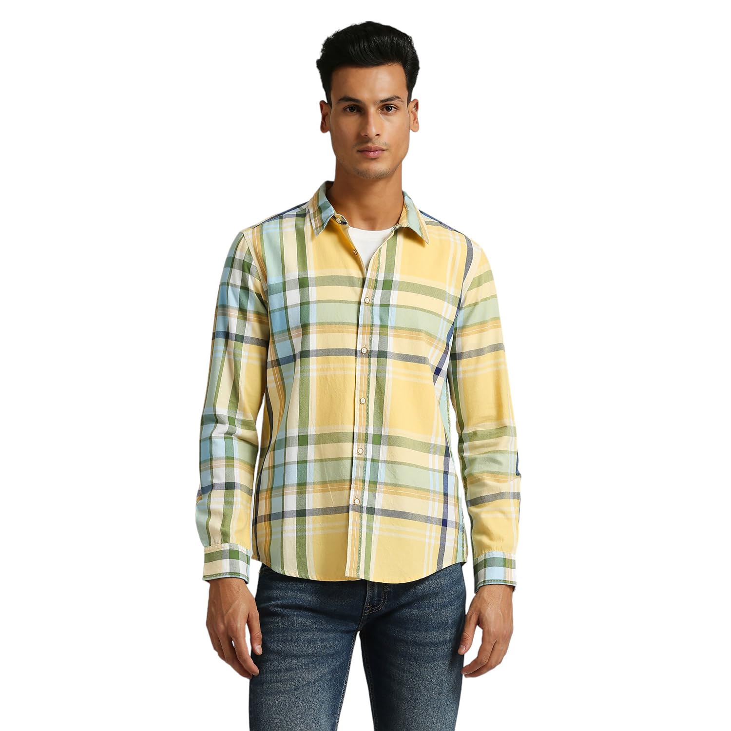 Pepe Jeans MenS Checkered Regular Fit Shirt (Pm308648_Yellow