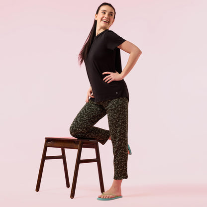 Enamor E048 Tapered Lounge Pants with Drawstring Details with Metal Ends