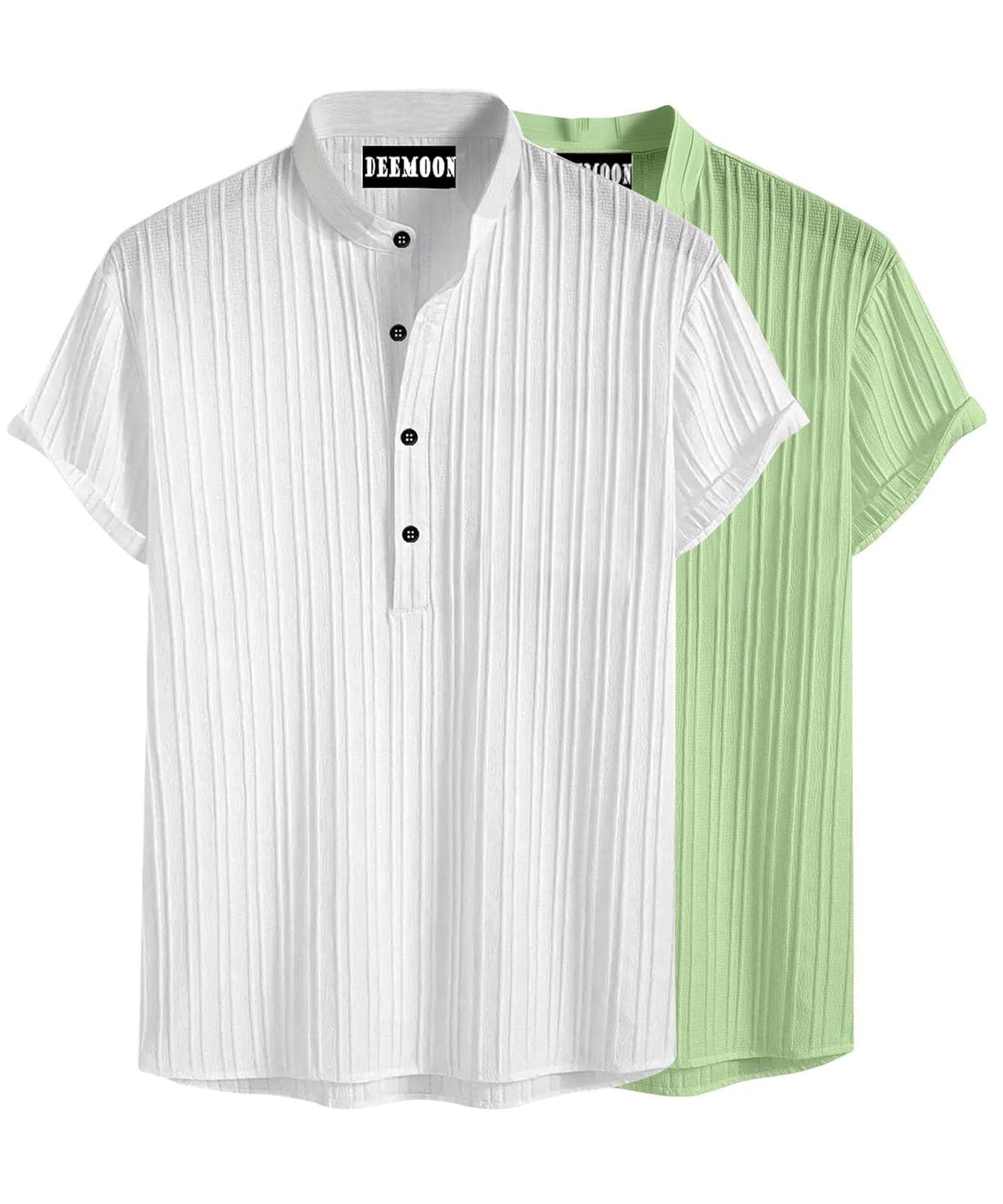 Deemoon Combo Of MenS Polyster Kurta With Mandarin Collar, Half Placket Buttons, Front Pocket | Half Sleeves | Soft & Breathabl