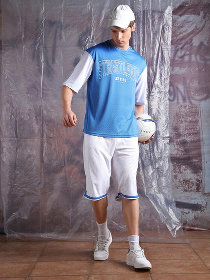 Hubberholme Men Printed Oversized Round Neck Half Sleeve Tshirts 129 Blue
