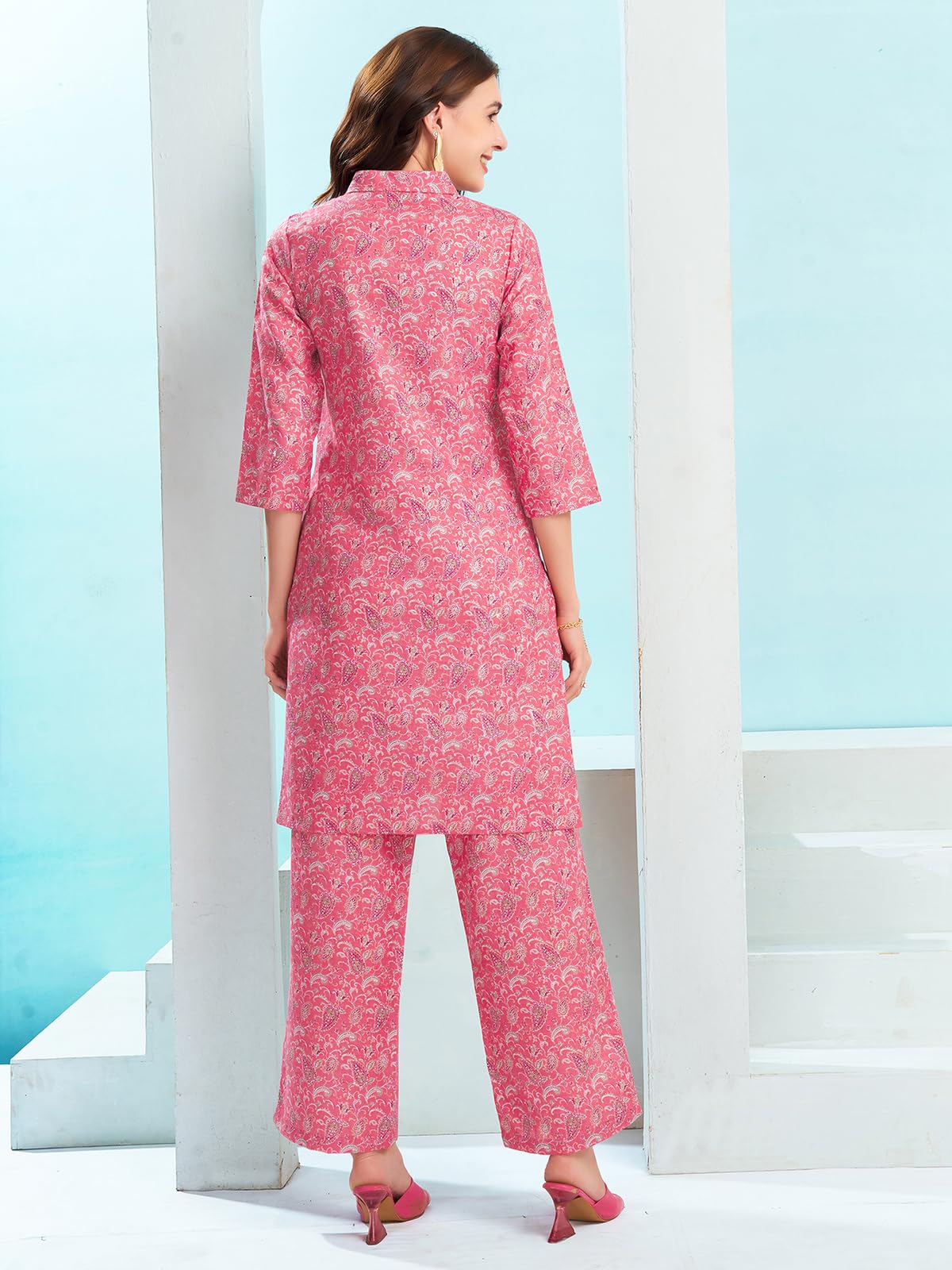 Selvia Co-ords Set for Women | Cotton Blend Top & Trouser Co-ords Set | Formal Co-ords Set for Women | Printed Two Piece Co-ord