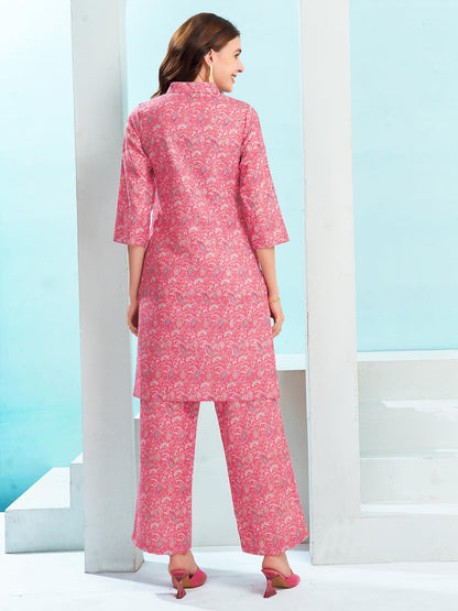 Selvia Co-ords Set for Women | Cotton Blend Top & Trouser Co-ords Set | Formal Co-ords Set for Women | Printed Two Piece Co-ord