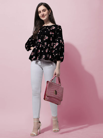 OOMPH! Peplum Tops for Women, Black - mt397