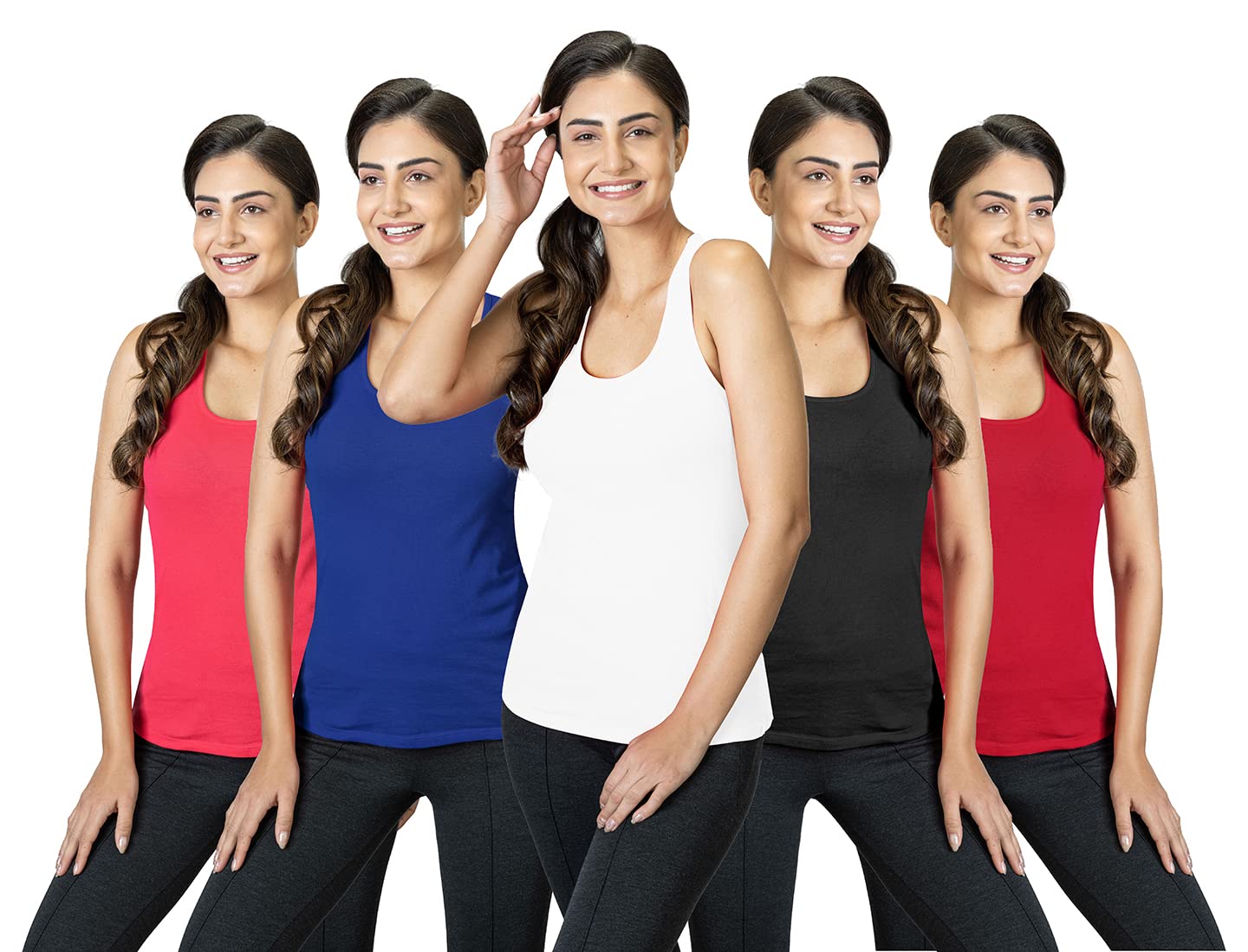 Lyra WomenS Stretchable Premium Cotton Racerback Tank Top (Pack Of 5)