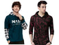 Noble Monk Men Stylish Printed T-Shirt (Pack Of 2) | Full Sleeve | Hooded Neck | Combo Hoodies For Men