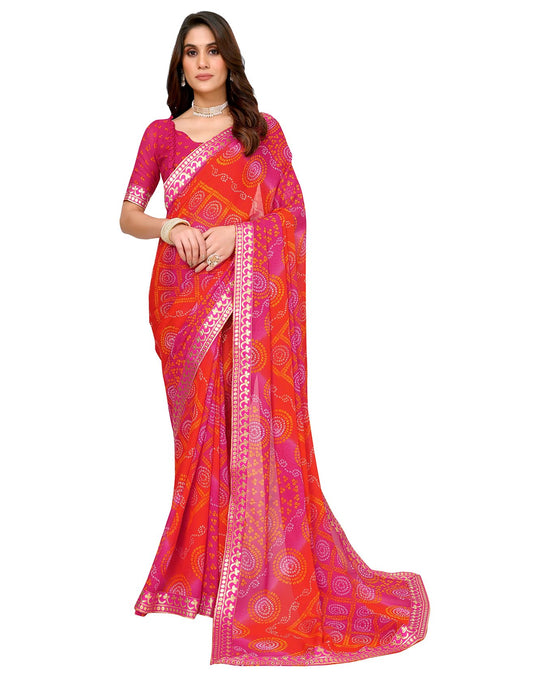Yashika Womens Woven Latest Georgette Saree with Lace and Blouse Material (AZ-YS-P1-AACHAL-KORAM-Parent_Pink)