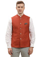 Turtle Men 100% Cotton Printed Rust Nehru Jacket