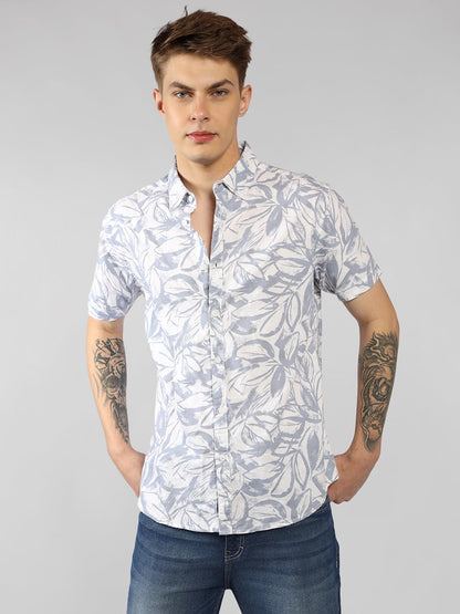 Dennis Lingo MenS| Blue| Half Sleeve| Spread Collar| Printed| Regular Fit| Casual Shirt