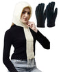 Set of Weavers Villa Snow Proof Inside Fur Acro Wool Unisex Cap with Attached Neck Warmer Muffler Thick Fleece Lined Winter Cap