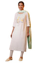 Aurelia Women's White Floral Printed Pure Cotton Straight Kurta with Churidar Set - (ONVAS14780-507903-S)