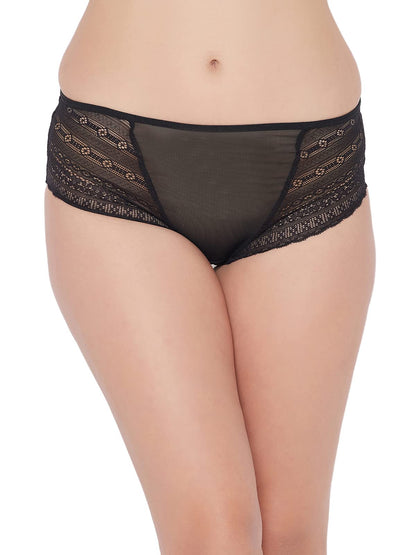 Clovia WomenS Lace Mid Waist Bikini Panty With Lacel Panels (Pn5102X13_Black_Xl)