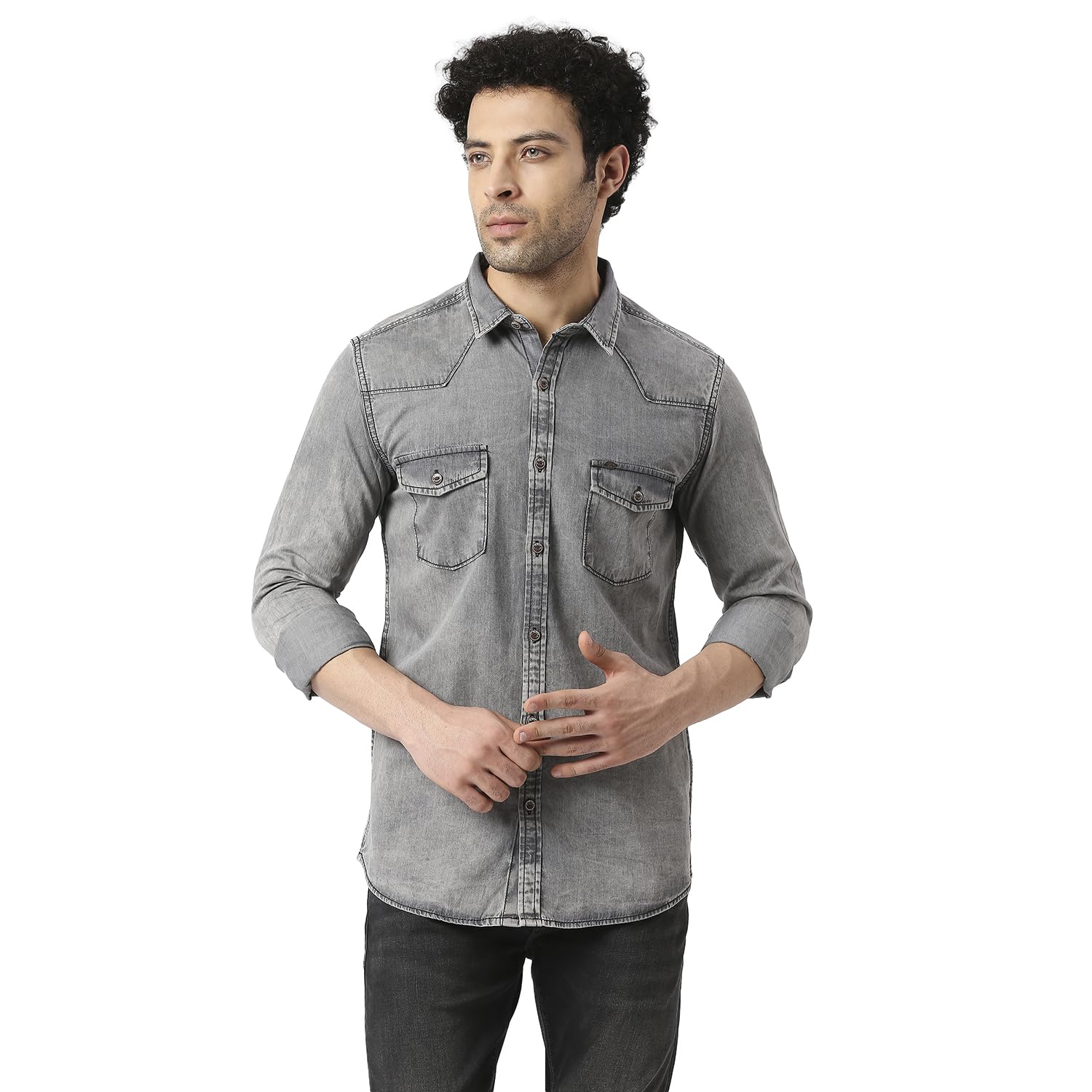 Pepe Jeans Whizz Ls Wash Grey Shirt, Grey, Xl
