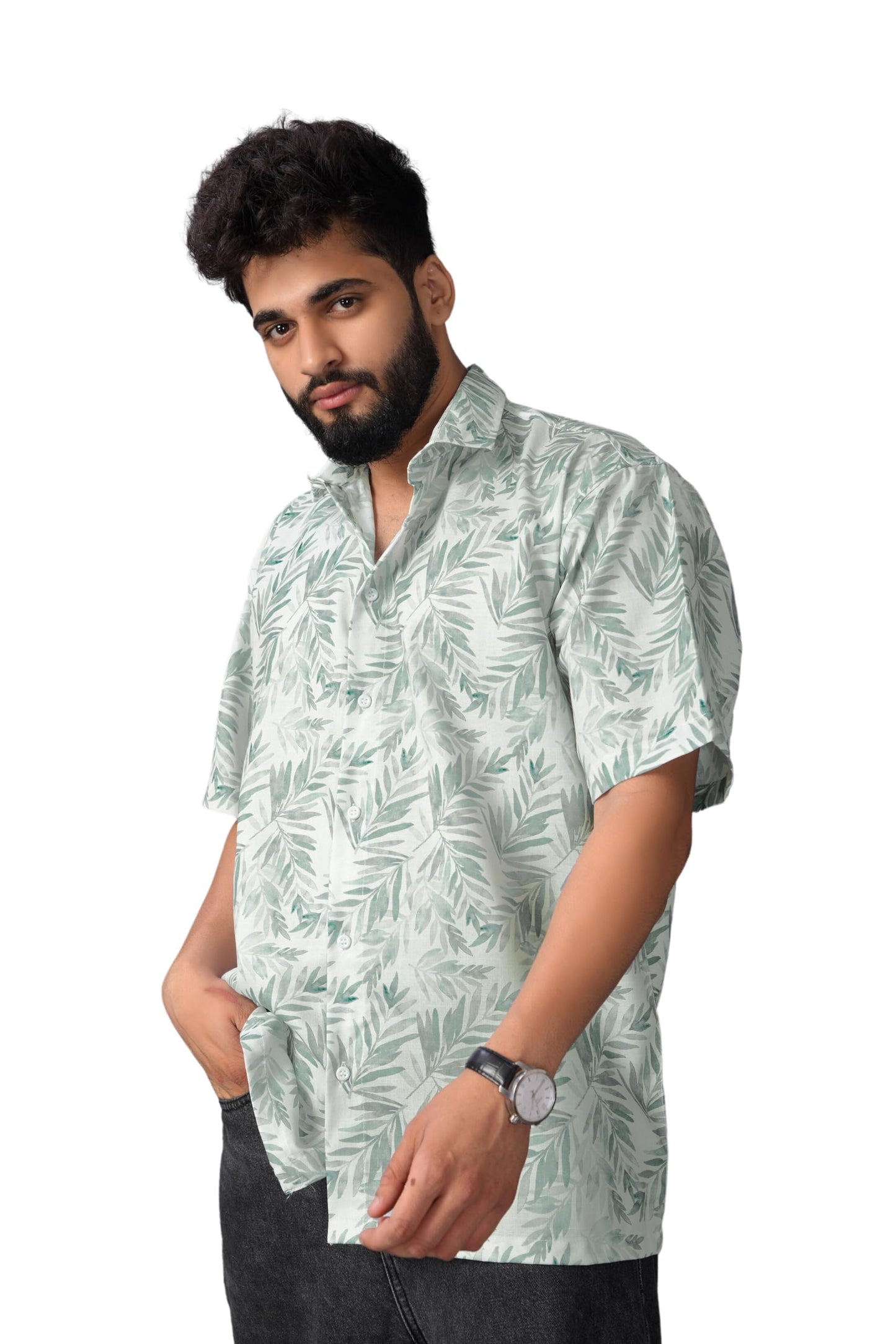 Brown Culture MenS Cotton Blend Abstract Print Shirt With Spread Collared Half Sleeves Standard Length And Button Down Closure