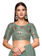 Oomph! WomenS Indian Ethnic Wear Designer Floral Pattern Zari Work Boat Neck Half Sleeve Pista Green Color Brocade Readymade Bl