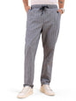 The Indian Garage Co Men Regular Fit Vertical Striped Mid-Rise Elasticated Trousers Dark Blue