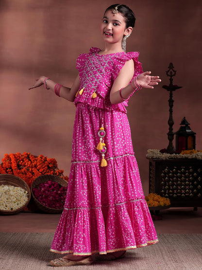 Libas Kids Girl'S Cotton Lehenga Set (90059K_Pink_9-10Y)