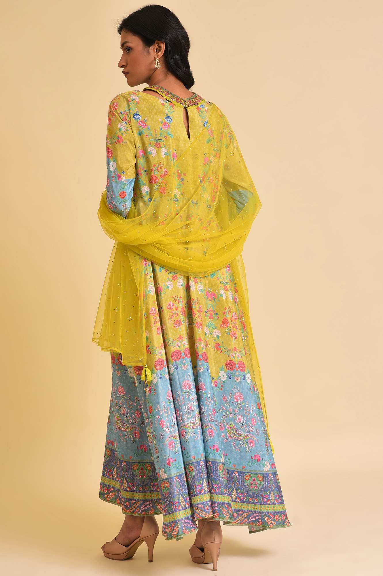 W For Woman WomenS Polyester Dress & Dupatta (S23W1297120208_Light_Olive