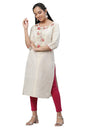 Aurelia Womens Cotton Blend Regular Kurta (24FEA14203-703930_Off White