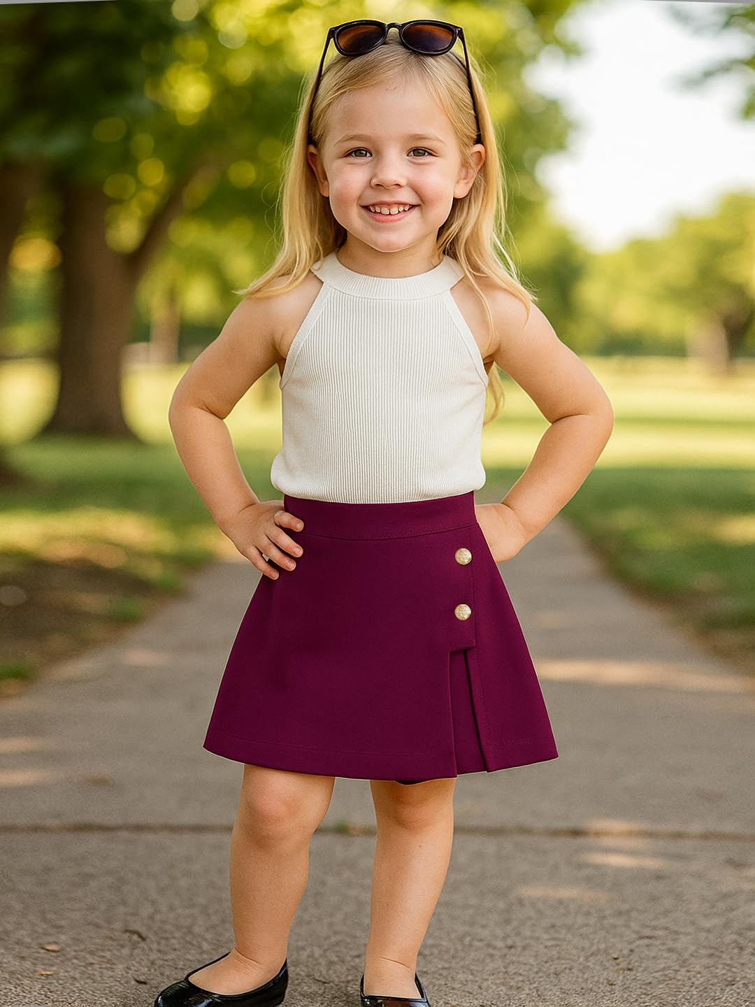 A.T.U.N. (ALL THINGS UBER NICE) Girls Stylish Two Piece Outfit Set with Sleeveless Tank Top and Skort | Casual Summer Clothing