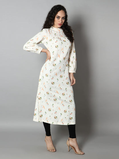 See Designs White Animal Women's Kurta