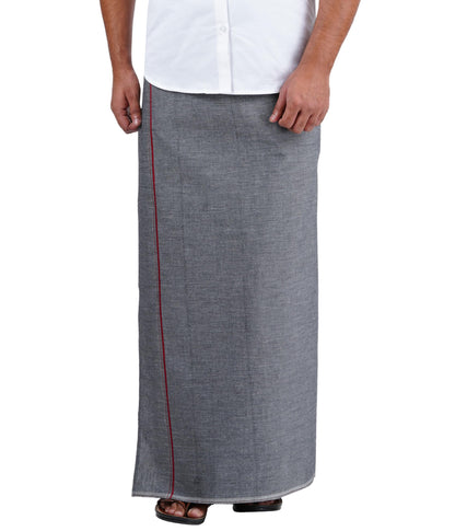 Prakasam Cotton Mens Premium Kfc Plain Welcro Pocket Dhoti (Kfc-Pln-Black)