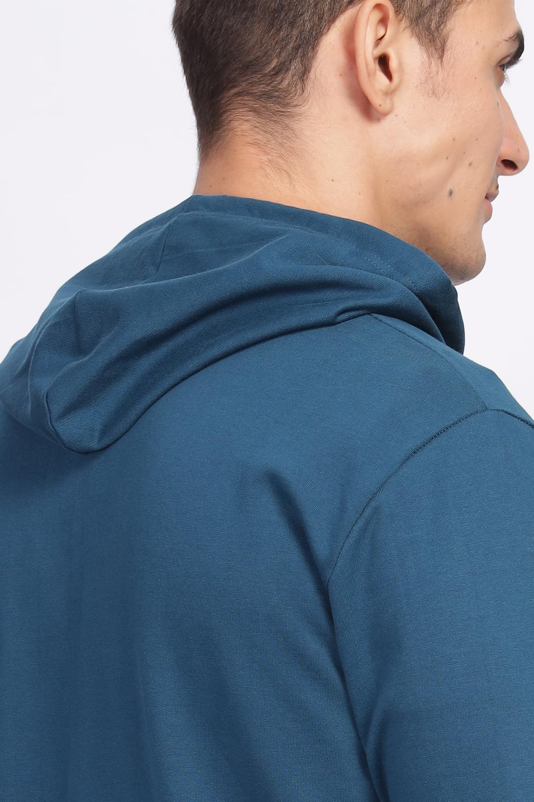 ADRO Men's Cotton Neck Hooded Sweatshirt (ZHH-24-PLN-SB_Teal