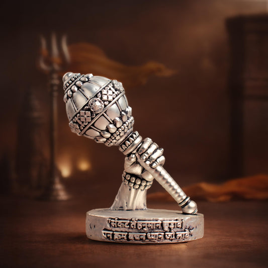 Astrotalk Shri Hanuman Gada Idol (2.7x4) Inch | 999 Silver Finish | Hanuman Chalisa Chaupai Engraved for Strength, Courage & Protection | Home Decor & Car Dashboard God Idol | Gift for Man & Woman