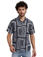 Greciilooks Mens Rayon Casual Shirt Regular Fit Men Casual Shirt (Black, Large)