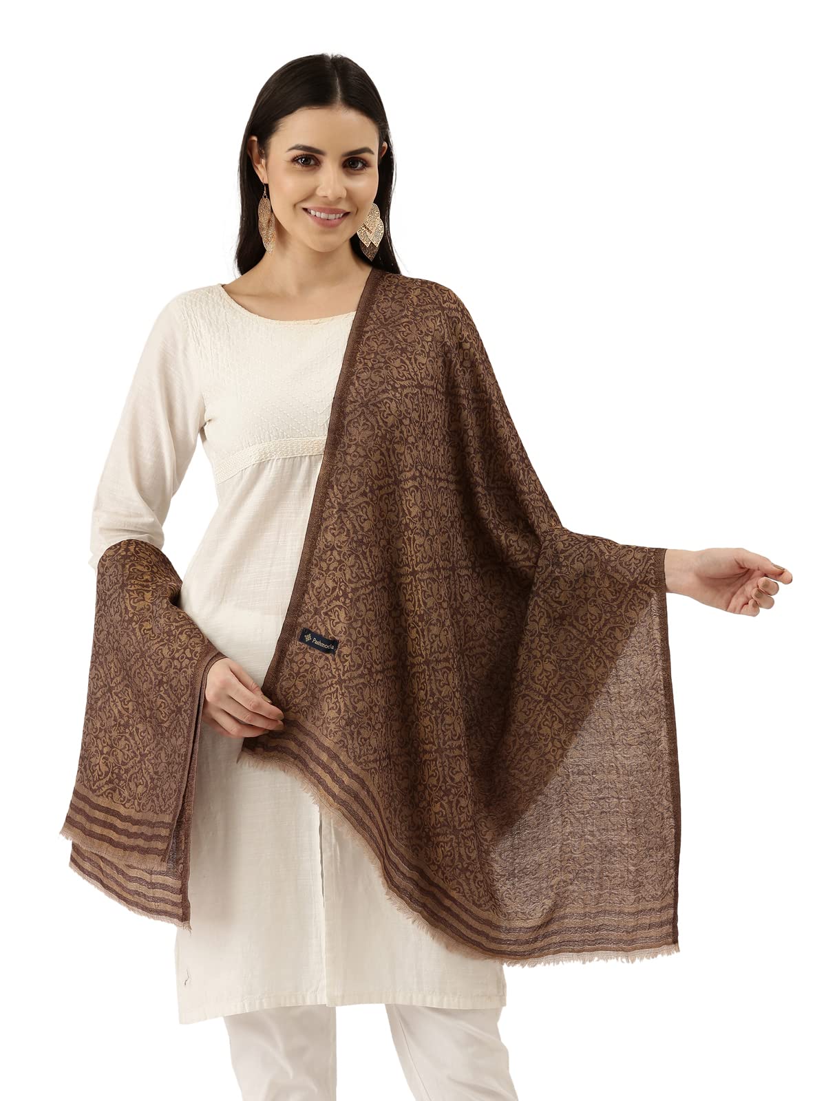 Pashmoda Women Chaman Fine Pashmina Wool Blend Stole (Size : 71X203 CM)