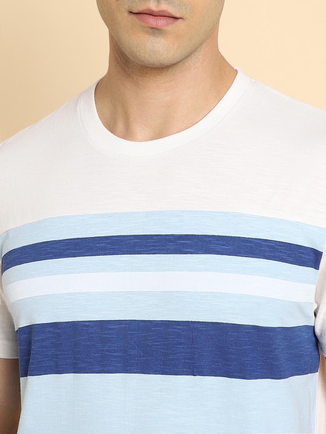 Dennis Lingo Crew Neck MenS Cotton Blue Solid T-Shirt