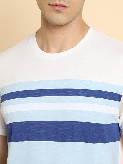 Dennis Lingo Crew Neck MenS Cotton Blue Solid T-Shirt