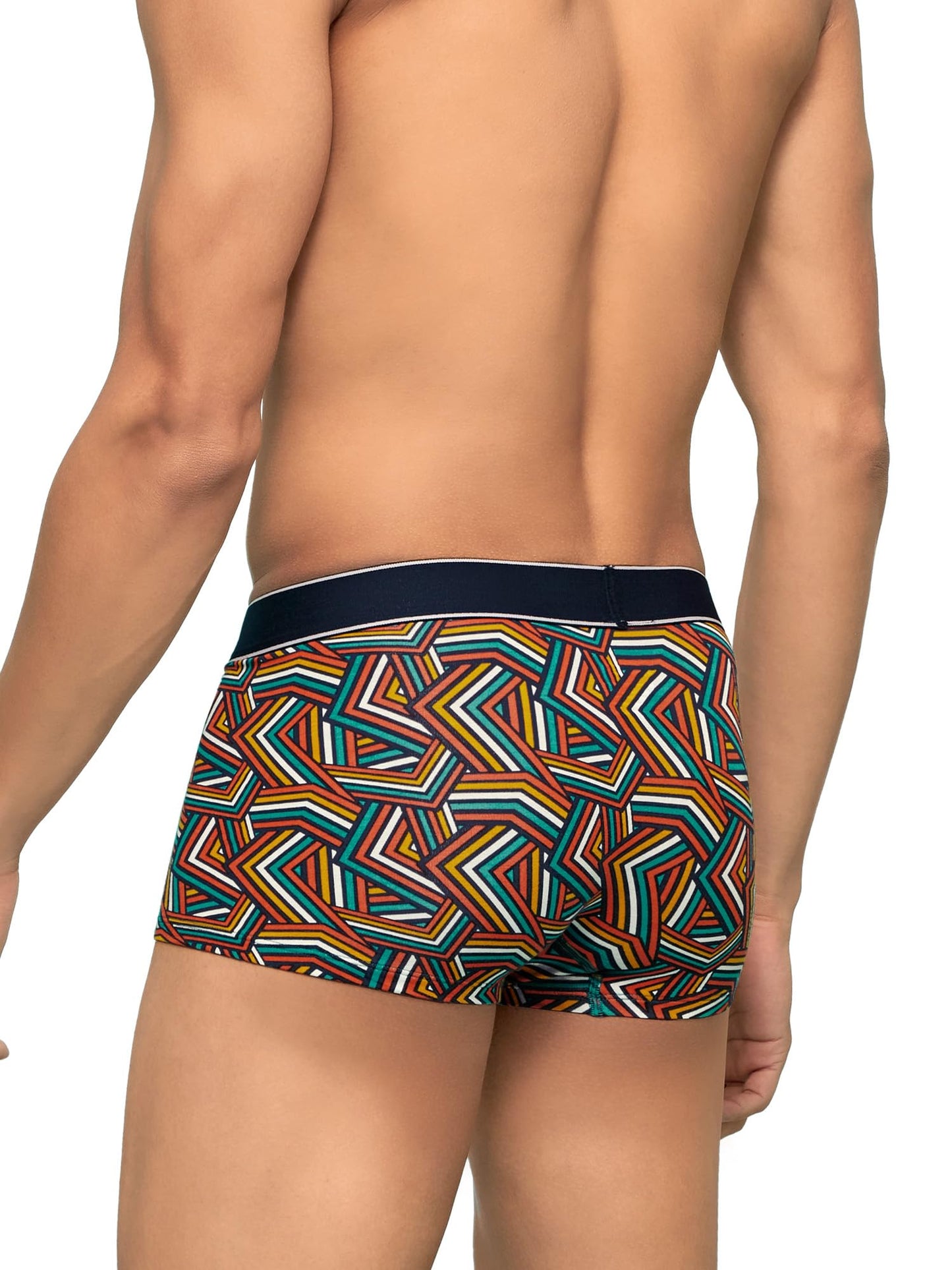 XYXX Mens Cotton Striped (Pack of 3) CR16_Trunk_01_2_3_Black Yellow Red Stripes
