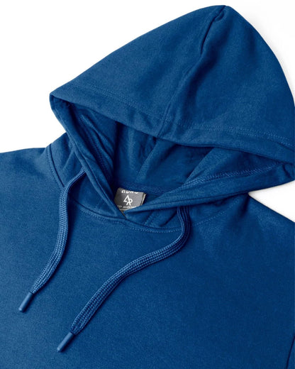 ADRO Men's Cotton Neck Hooded Sweatshirt (H24-PLN-RB_Royal Blue