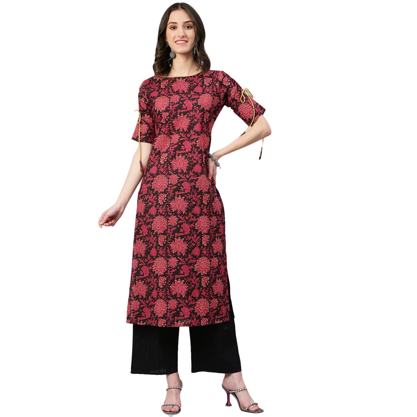 idaLia Black Printed Kurta