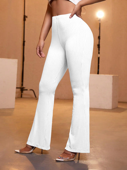 AVANOVA White Womens Yoga Dress Pants Stretchy Work Slacks Business Casual Office Flare Bell-Bottom/Boot-Cut Elastic Waist Regu