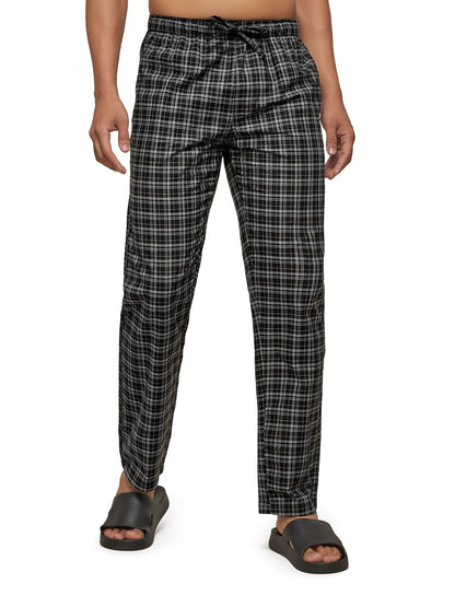 XYXX Mens Super Combed Cotton Checkered Checkmate Pyjamas [Pack of 2] Elasticated Waist, Drawstring | Loungewear for Men in Bla