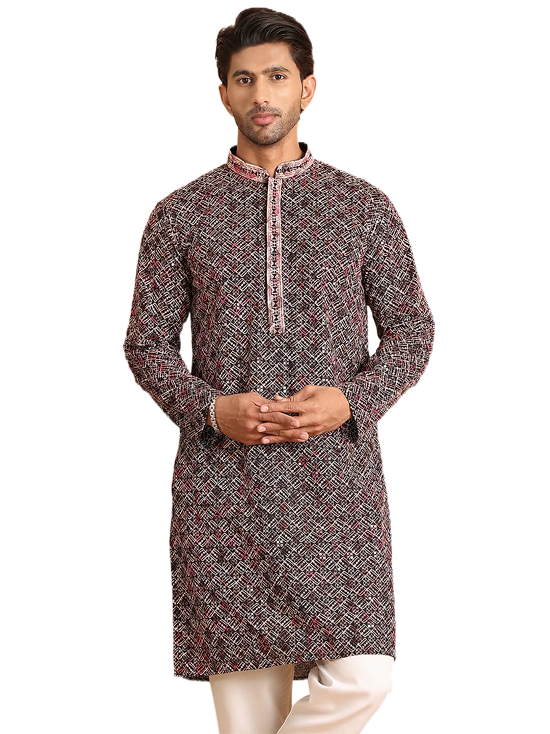 Jompers Mens Embroidered Viscose Kurta