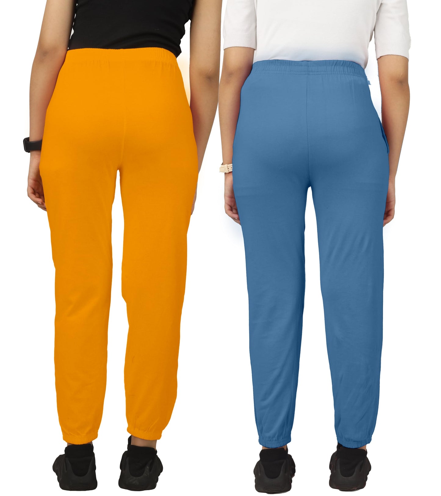 Kyda Kids Cotton Regular Fit Track Pants For Girls (Pack Of 2)
