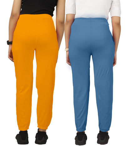 Kyda Kids Cotton Regular Fit Track Pants For Girls (Pack Of 2)
