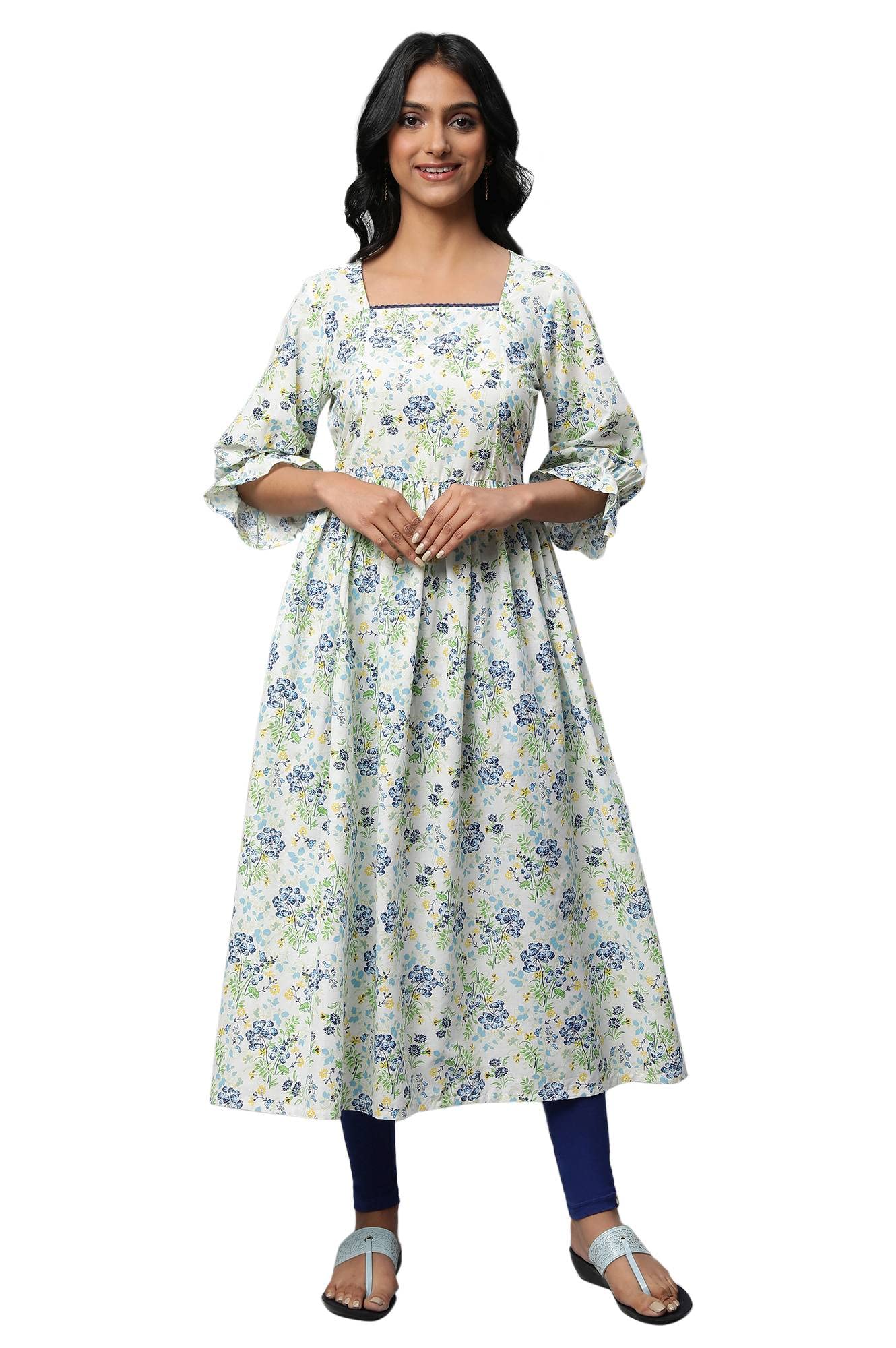 Aurelia Women's Cotton Kurta & Tight (23FEAS14321-507162_Blue