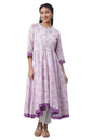 Aurelia WomenS Floral Printed Printed Embroidered Anarkali Purple Cotton Kurta