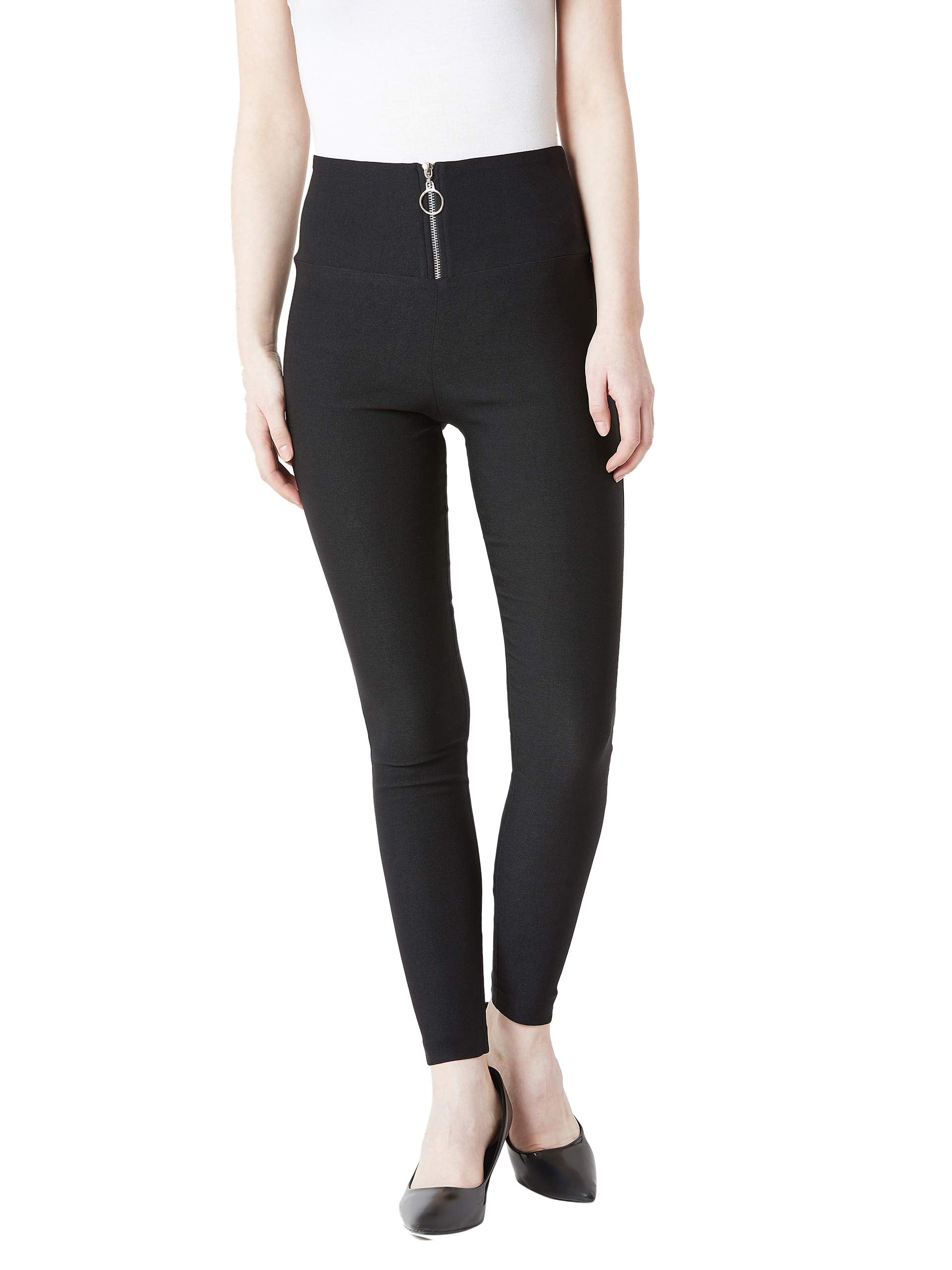 Miss Chase WomenS Black Solid Skinny Jeggings(Mcss19Bt02-60-62-04,Black,Medium)