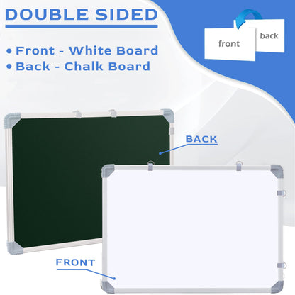 Eduway 2X2 Feet Kunj Non-Magnetic Double-Sided White Board And Chalkboard Combo With 1 Marker And 1 Duster | Ideal Use For Home,