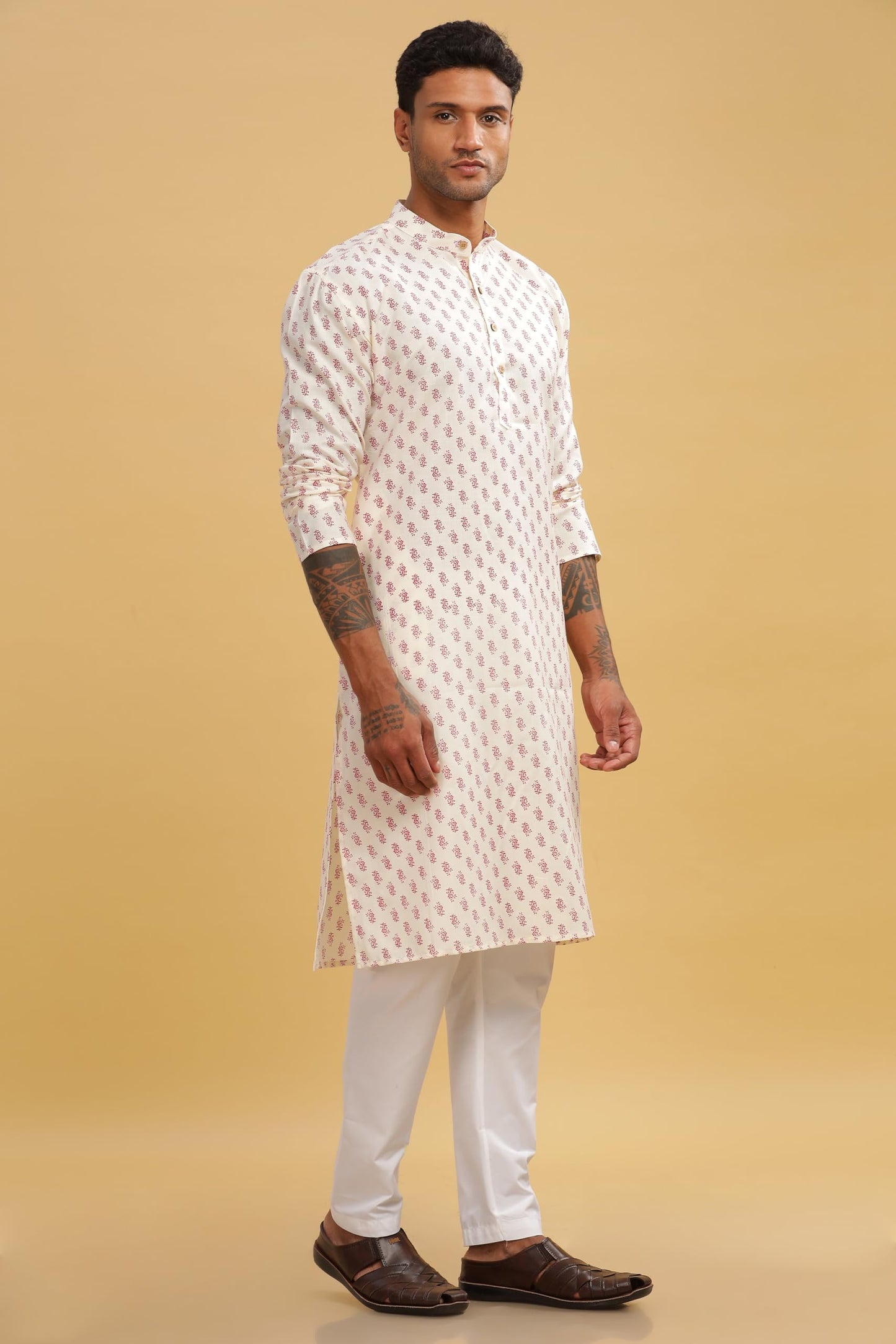 Be Active MenS Cotton Regular Kurta (C-399-3_White