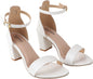 Shoetopia Womens/Girls White Woven Design Block Heels Sandals