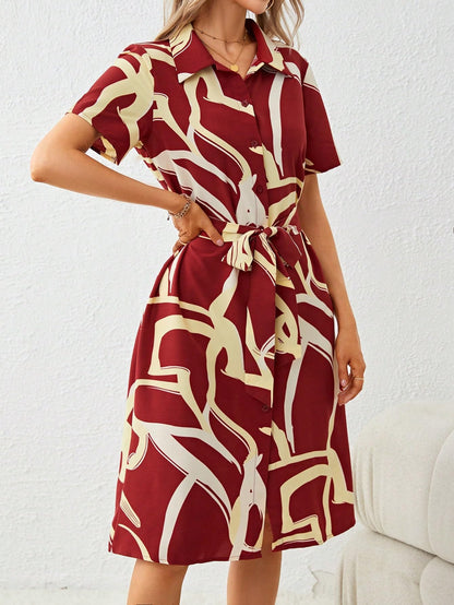 Shasmi WomenS & GirlS Dress For Women L One Piece Dress For Women L Beach Dress For Women, Solid Printed Tie Front Collared V
