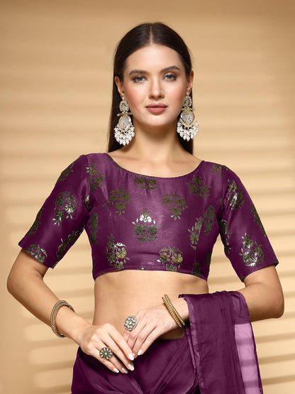 OOMPH! Readymade Blouse for Women, Brocade, Boat Neck, rbbl646