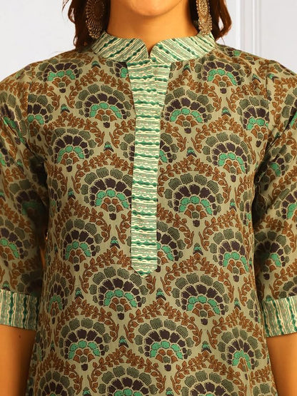 Pinkmint Womens Kurta Set ll Cotton Printed Ethnic Set ll Dupatta Set ll Suit Set