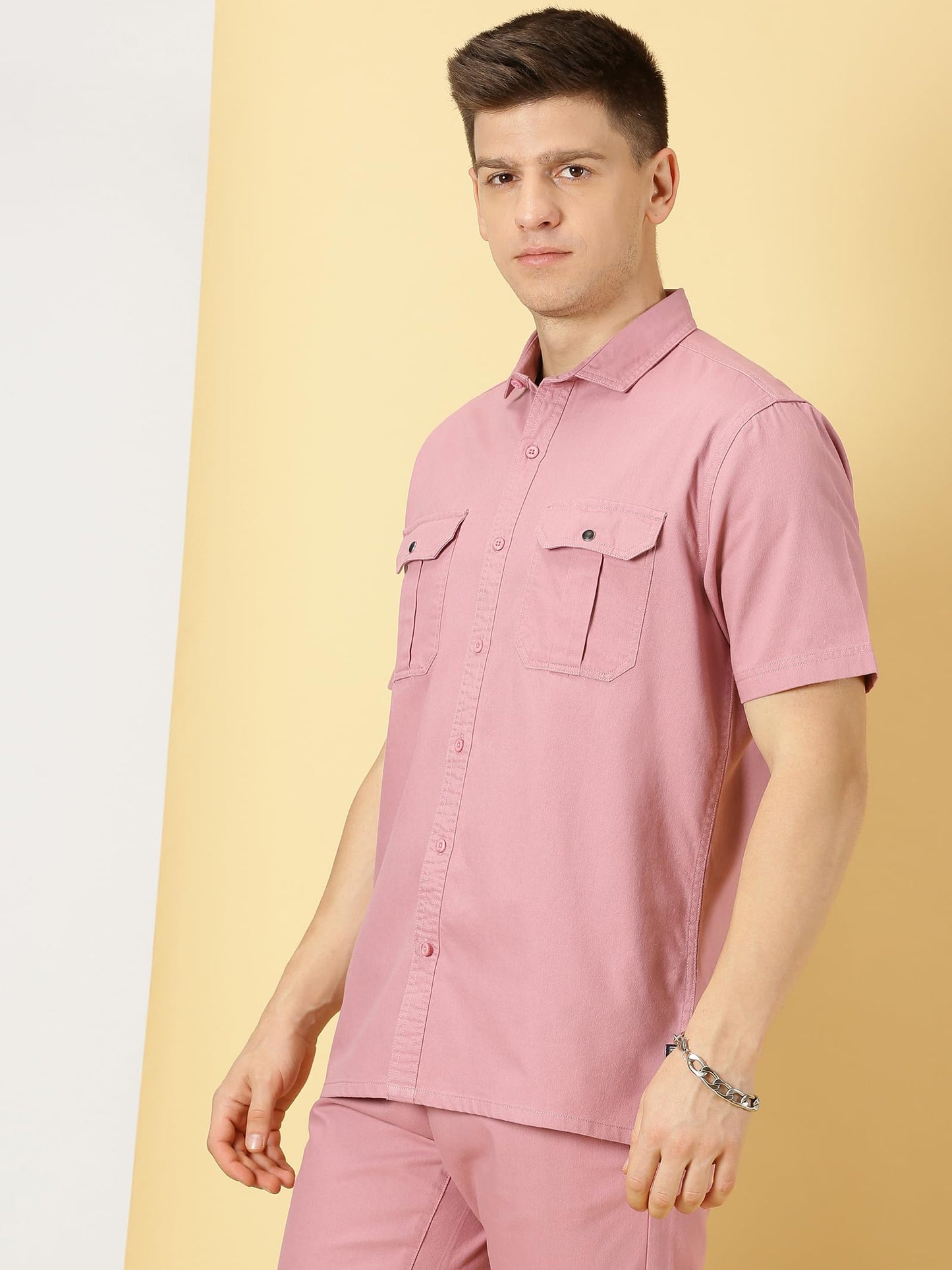Thomas Scott Mens | Half Sleeve | Double Pockets | Solid | Regular Fit Plus Size | 100% Cotton | Spread Collar | Casual Shirts (