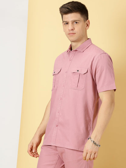 Thomas Scott Mens | Half Sleeve | Double Pockets | Solid | Regular Fit Plus Size | 100% Cotton | Spread Collar | Casual Shirts (